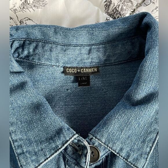 Coco+Carmen button front denim dress size L/XL - Picture 4 of 9